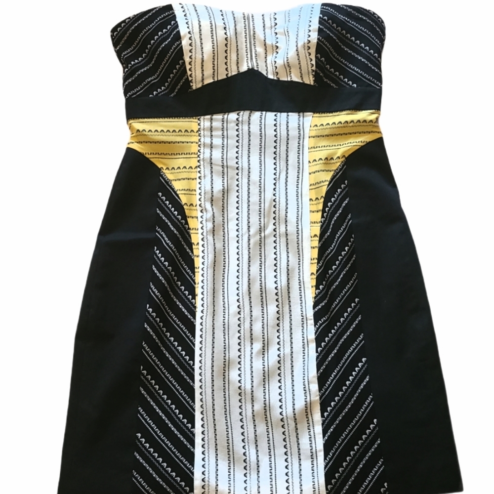 Helmut Lang Strapless Mini Dress Black & Yellow